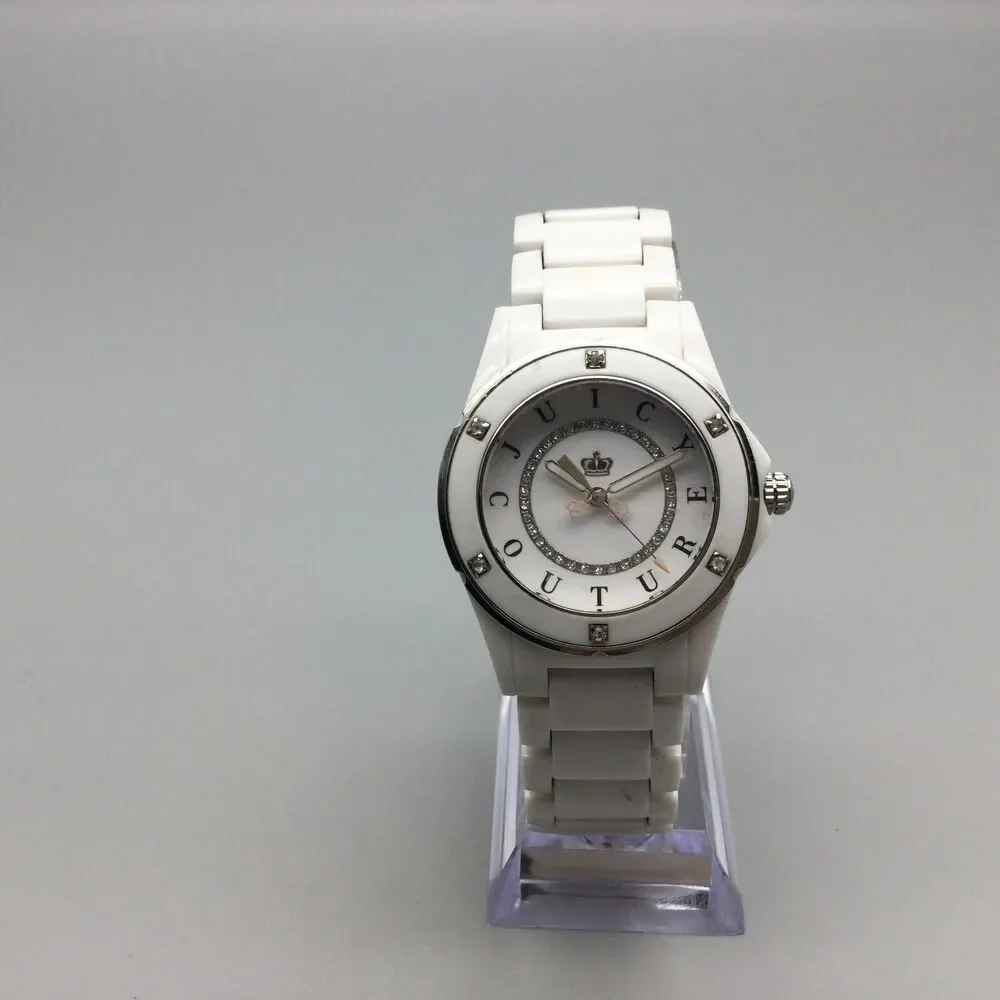 Juicy Couture Watch Women 36mm White Silver Tone New Battery 7.75" - Picture 2 of 15